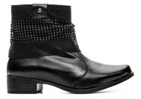 Bota Feminina Cano Curto Manta em Couro Preto