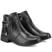 Bota Feminina Cano Curto Marrom com Zíper e Fivela Confortável e Estilosa Bota Feminina Cano Curto Marrom com Zíper e Fivela Confortável e Estilosa