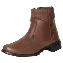 Bota Feminina Cano Curto Marrom Social Casual Calce Fácil Bota Feminina Cano Curto Marrom Social Casual Calce Fácil