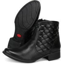 Bota Feminina Cano Curto Montaria Couro Matelasse