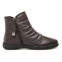 Bota Feminina Cano Curto Rasteira Cafe de Couro Bota Feminina Cano Curto Rasteira Cafe de Couro