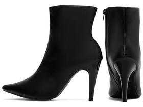 Bota Feminina Cano Curto Salto Alto Fino 9 cm Napa