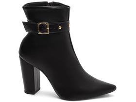 Bota Feminina Cano Curto Salto Alto Grosso Bico Fino 9 cm EMILY ONLINE
