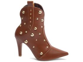 Bota Feminina Cano Curto Salto Alto Stiletto 9cm Bico Fino