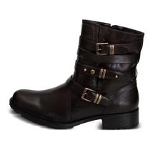 Bota Feminina Cano Curto Salto Baixo Couro Confortável Marrom 38 Bota Feminina Cano Curto Salto Baixo Couro Confortável Marrom 38