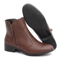Bota Feminina Cano Curto Salto Baixo Couro Legítimo Bota Feminina Cano Curto Salto Baixo Couro Legítimo