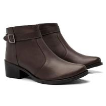Bota Feminina Cano Curto Salto Baixo Fivela Casual Moderna Bota Feminina Cano Curto Salto Baixo Fivela Casual Moderna