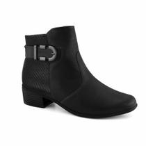 Bota Feminina Cano Curto Salto Comfortflex- Preto
