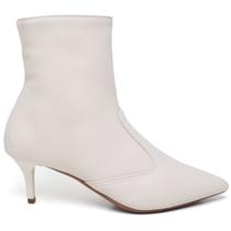 Bota Feminina Cano Curto Salto Fino Baixo Napa Off White