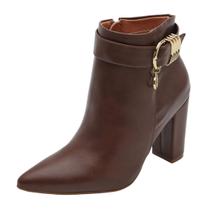 Bota Feminina Cano Curto Salto Grosso Alto Bico Fino Vizzano