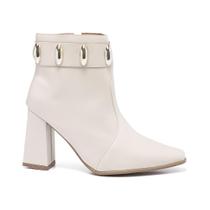 Bota Feminina Cano Curto Salto Grosso Casual Lesma Elegante