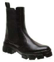 Bota Feminina Cano Curto Tratorada Chelsea Blogueira Coturno Lançamento Preto