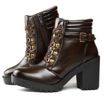 Bota Feminina Cano Curto Tratorada Zíper Confort - MKSHOES