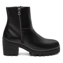 Bota Feminina Cano Curto Zíper Casual + Bolsa Carteira Kit 2