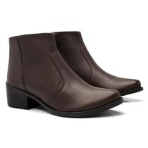 Bota Feminina Cano Curto Zíper Salto Baixo Casual Estilo