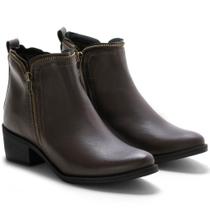 Bota Feminina Cano Curto Zíper Salto Baixo Casual Moderna Bota Feminina Cano Curto Zíper Salto Baixo Casual Moderna