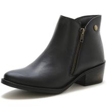 Bota Feminina Cano Curto Ziper Salto Baixo Preto - Lavini Shoes