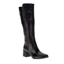 Bota Feminina Cano Longo Bottero Couro Salto Grosso 346903 Preto