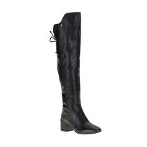 Bota Feminina Cano Longo Bottero Couro Salto Grosso 347805 Preto