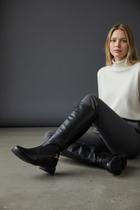 Bota Feminina Cano Longo Couro Preta Tanara Bota Feminina Cano Longo Couro Preta Tanara