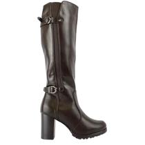 Bota Feminina Cano Longo Maleável Salto Alto com Aplique de Fivela Mooncity 73176