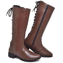 Bota Feminina Cano Longo Montaria em Sintético com Zíper e Amarração do 33 ao 40 Bota Feminina Cano Longo Montaria em Sintético com Zíper e Amarração do 33 ao 40