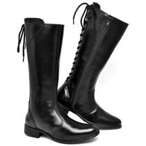 Bota Feminina Cano Longo Montaria em Sintético com Zíper e Amarração do 33 ao 40 Bota Feminina Cano Longo Montaria em Sintético com Zíper e Amarração do 33 ao 40