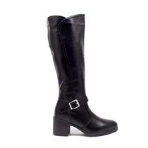 Bota Feminina Cano Longo Mooncity Montaria Salto Grosso 73205 Preto