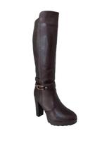 Bota Feminina Cano Longo Mooncity Salto Grosso 73049 Marrom