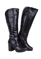 Bota Feminina Cano Longo Mooncity Salto Grosso 73133 Preto