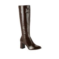 Bota Feminina Cano Longo Salto Bloco Glossy Mississipi J0841 - Café - 38