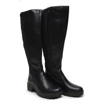 Bota Feminina Cano Longo Tratorada Preta Cano Alto Longo