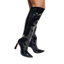 Bota Feminina Cano Longo Verniz Preto Numeração Especial Bela
