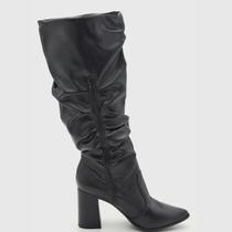 Bota Feminina Cano Longo Via Uno 954013 Montaria Confortável Salto Baixo Antiderrapante