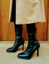 Bota Feminina Cano Médio Bico Quadrado Salto Fino Amaro 36