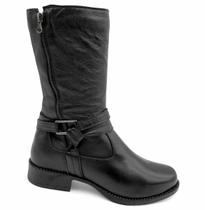 Bota Feminina Cano Médio Chamonix Couro 454528 Preta