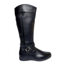 Bota Feminina Cano Médio Mooncity 71121 Rasteira Zíper