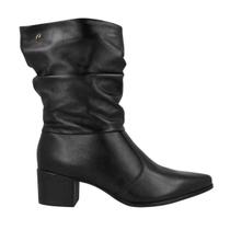 Bota feminina cano médio slouch pegada preta Bota feminina cano médio slouch pegada preta
