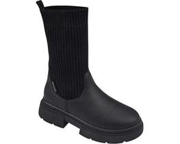 Bota Feminina Cano Meia Store Tratorada Preta Pampili