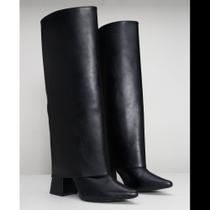 Bota Feminina Capa 2 em 1 Elegante Moderna Preta