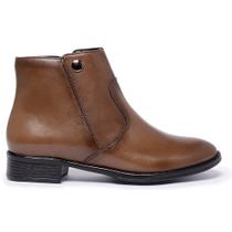 Bota Feminina Caramelo Cano Curto Em Couro 4385