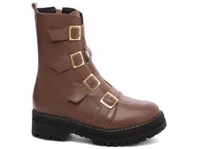 Bota Feminina Caramelo Elegante com Fivela Conforto Estilosa Bota Feminina Caramelo Elegante com Fivela Conforto Estilosa