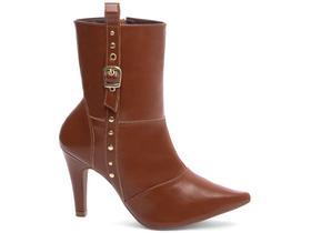 Bota Feminina Caramelo Elegante com Fivela Salto Conforto