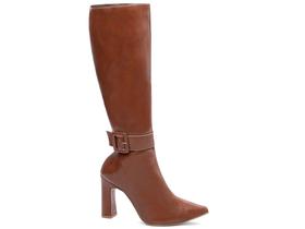 Bota Feminina Caramelo Elegante com Fivela Salto Conforto