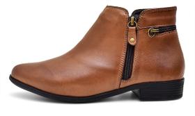 Bota Feminina Casual Cano Baixo Maya Whisky Couro