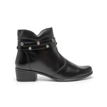 Bota Feminina Casual Cano Curto Com Zíper Preto