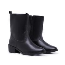 Bota Feminina Casual Cano Médio Saltinho Bico Redondo - Ever Way