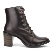 Bota Feminina Casual Coturno Couro Cano Curto Salto Médio