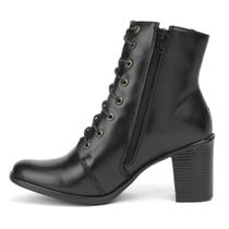 Bota Feminina Casual Coturno Couro Cano Curto Salto Médio