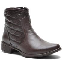 Bota Feminina Casual Couro Cano Curto Matelassê Confortável Bota Feminina Casual Couro Cano Curto Matelassê Confortável
